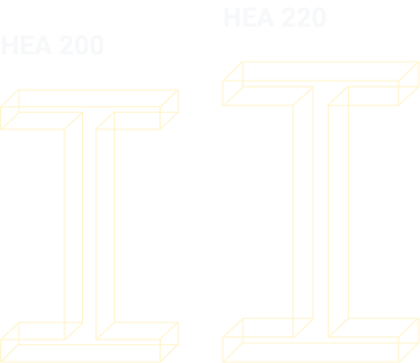HEA 200 and HEA 220 steel profiles compared side by side